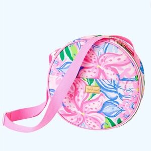 Lilly Pulitzer Picnic Bag Havana Canita Cocktail With Flatware and Wine Glasses